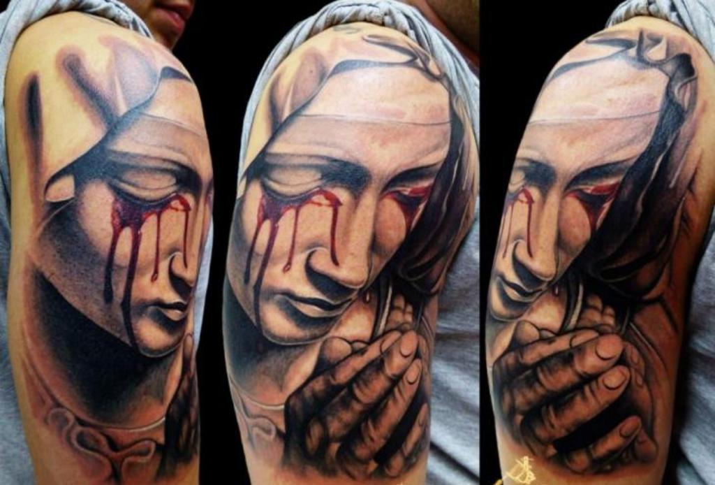 Mary Crying Tattoo