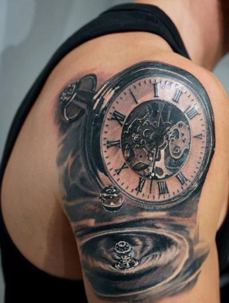Realistic Clock Tattoo Design Tatuagem relogio, Tatuagem