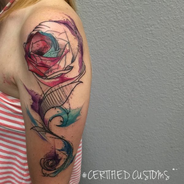 Amazing Rose Shoulder Tattoo