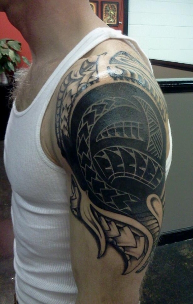 Abstract Half Sleeves Shoulder Tattoo