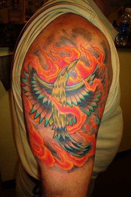 Adorable Shoulder Phoenix Tattoo