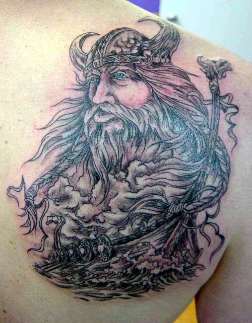 Adorable Viking Tattoo On Shoulder Back