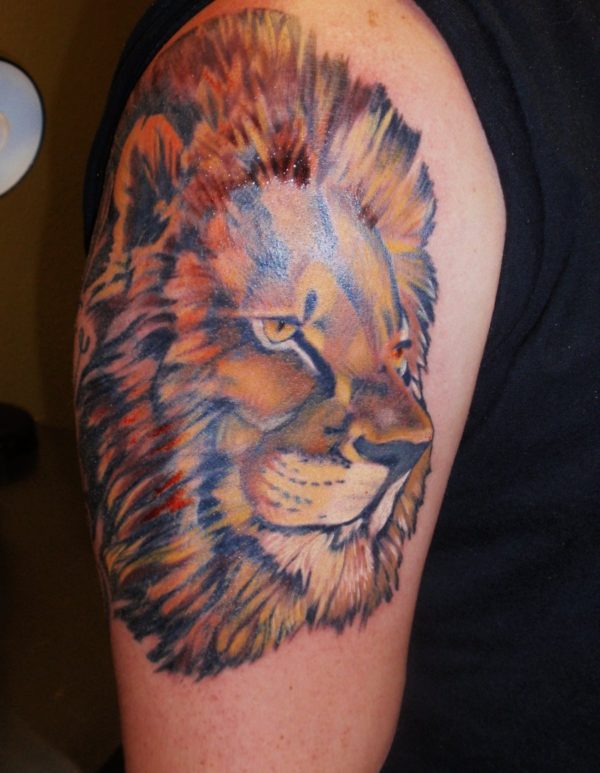 African Lion Shoulder Tattoo Design