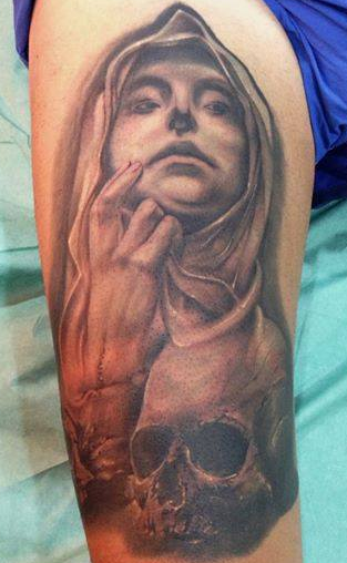 Amazing Mary Shoulder Tattoo