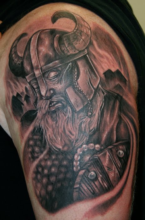 Amazing Viking Shoulder Tribal Tattoo