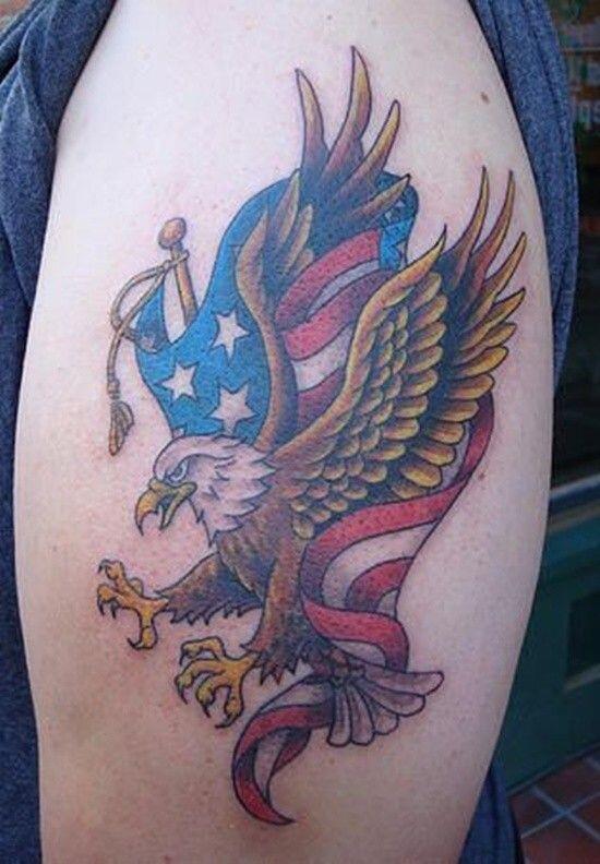 Amazing American Eagle Tattoo On Left Shoulder