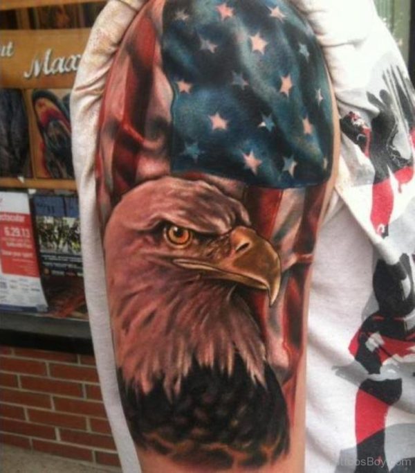 Amazing American Eagle Tattoo On Shoulder