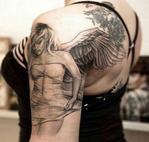 Amazing Angel Shoulder Tattoo Design