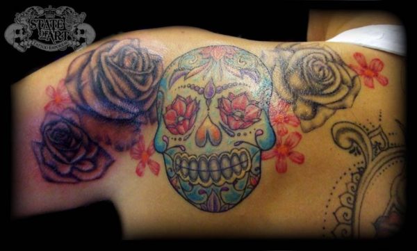 Amazing Colored Skull Tattoo