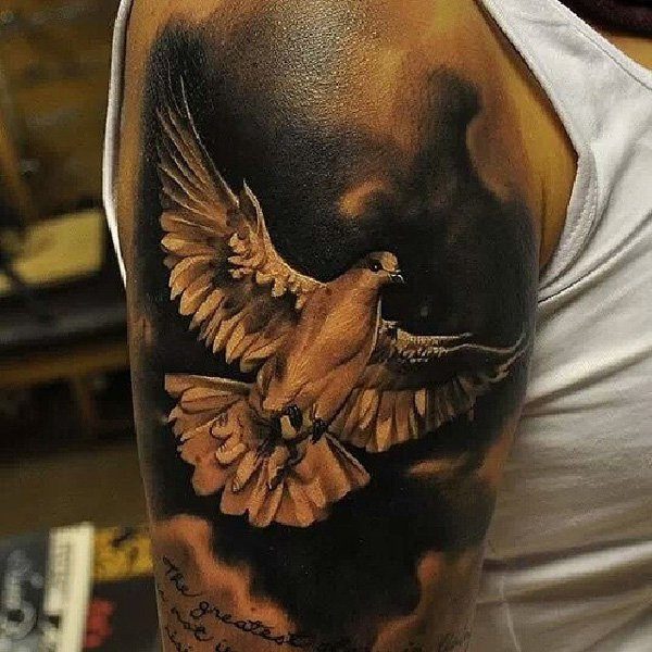 Amazing Dove Shoulder Tattoo