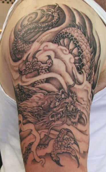 Amazing Dragon Shoulder Tattoo