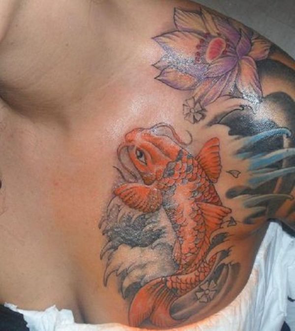 Amazing Fish Shoulder Tattoo Design
