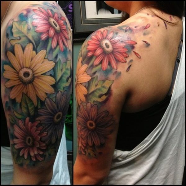 Amazing Flower Tattoo On ShoulderAmazing Flower Tattoo On Shoulder