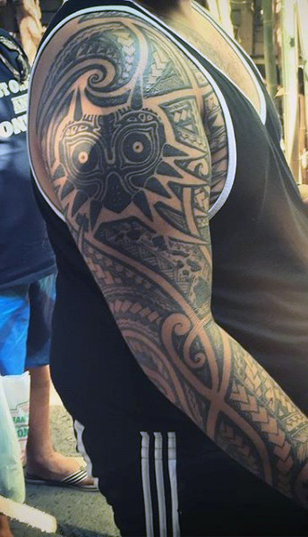 Amazing Full Sleeves Tribal Tattoo