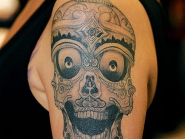Amazing Grey Skull Tattoo Design