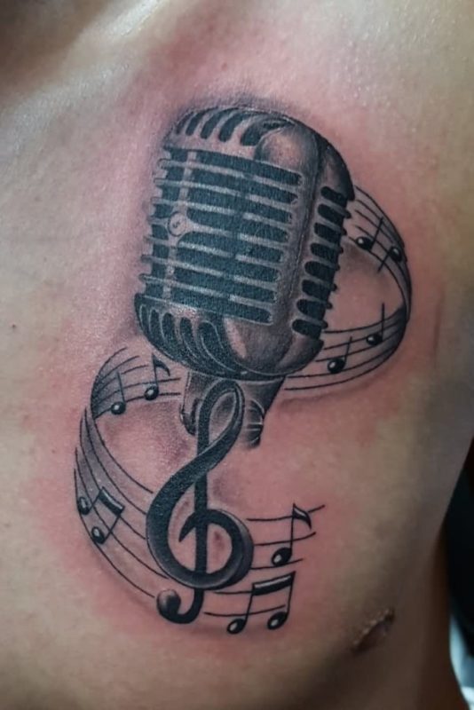 Amazing Grey ink Music Tattoo