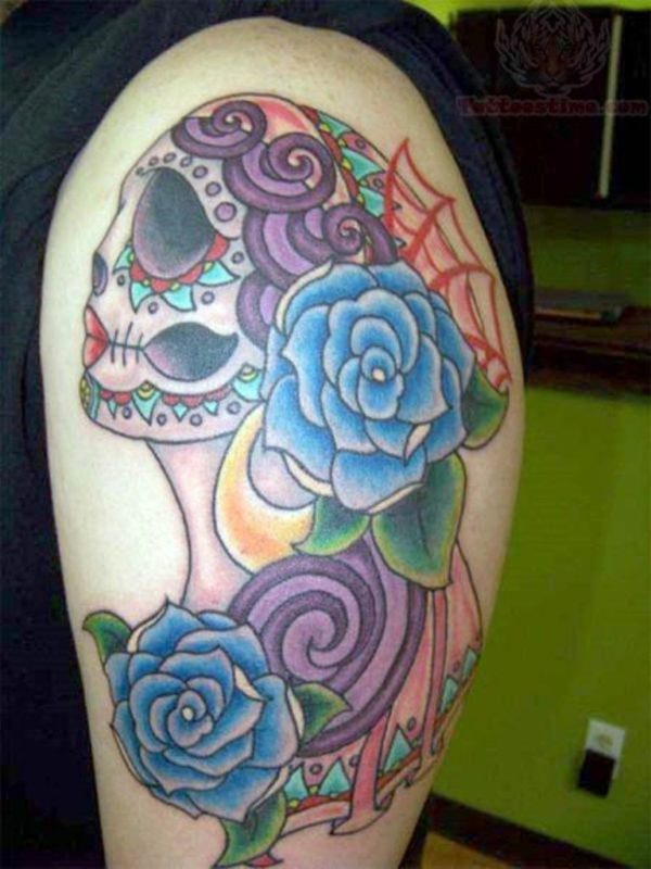 Amazing Lady And Rose Tattoo