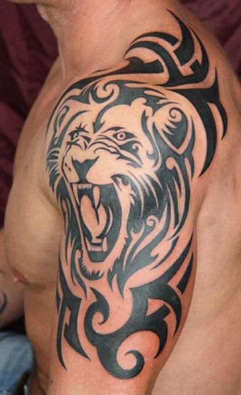 Amazing Lion Tribal Tattoo