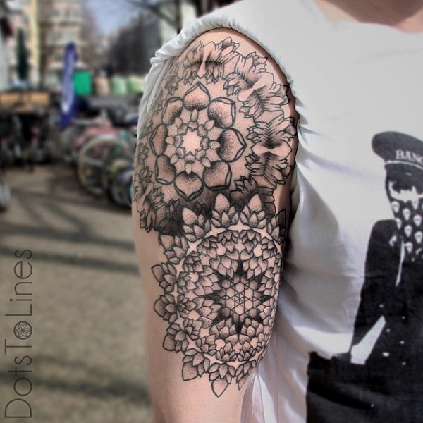 Amazing Mandala Black Shoulder Tattoo