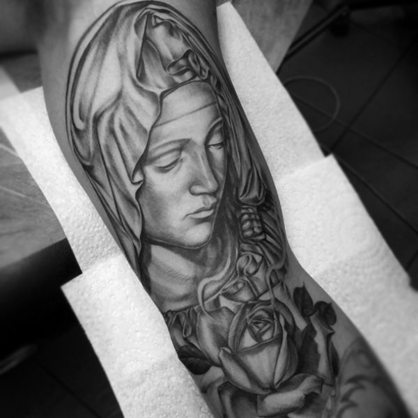 Amazing Mary Shoulder Tattoo Design