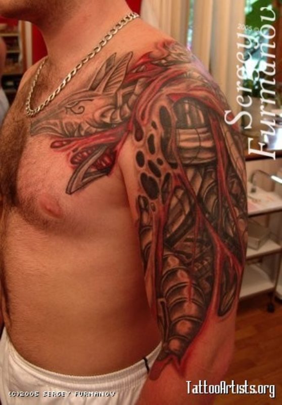 Amazing Red Rip Skin Tattoo