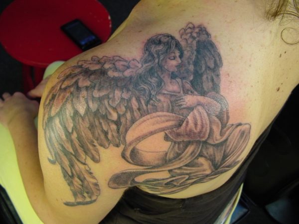 Amazing Shoulder Angel Tattoo For Women