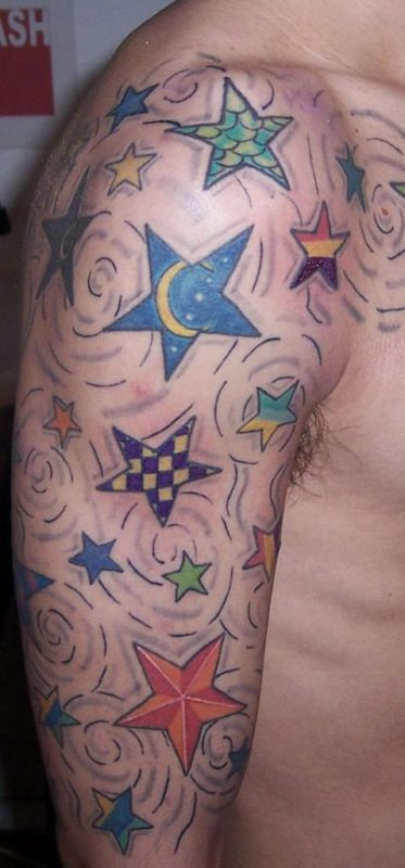 Amazing Star Shoulder Tattoo Design