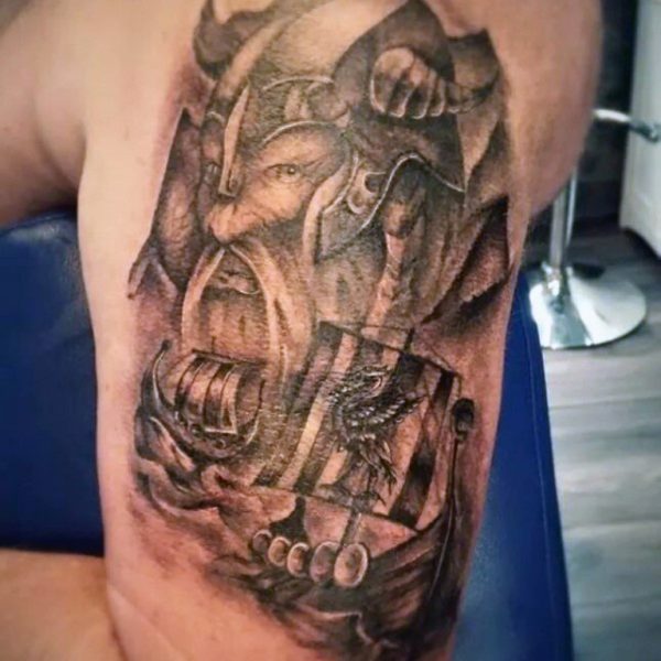 Amazing Viking Shoulder Tattoo Design