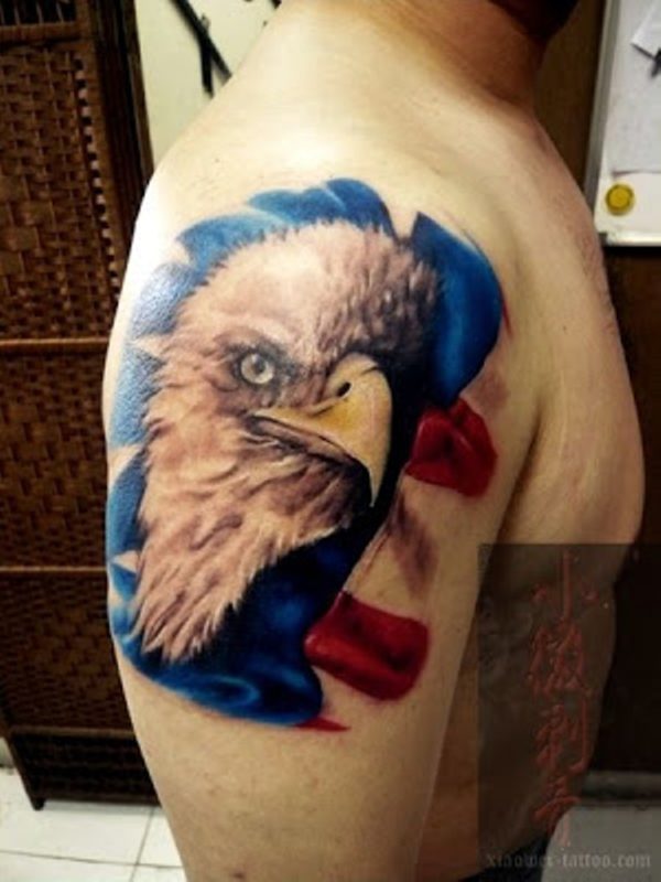 American Eagle Tattoo On Right Shoulder