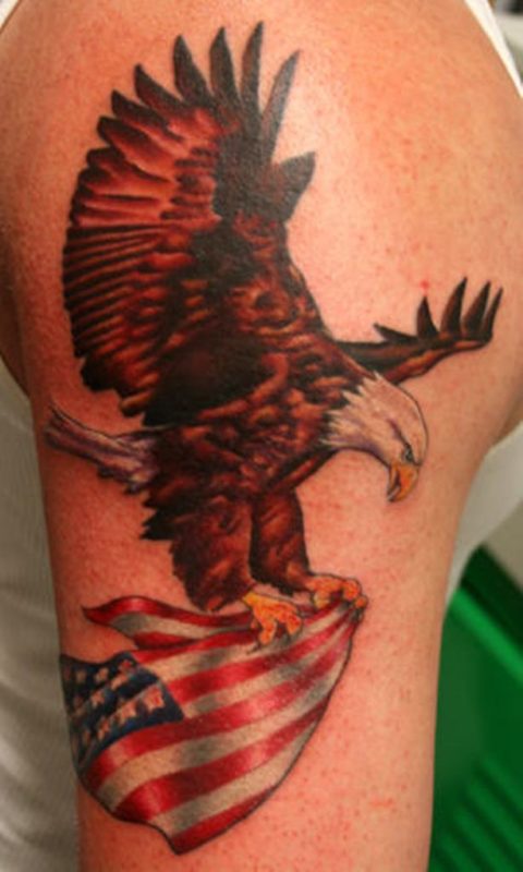 American Red Eagle Shoulder Tattoo