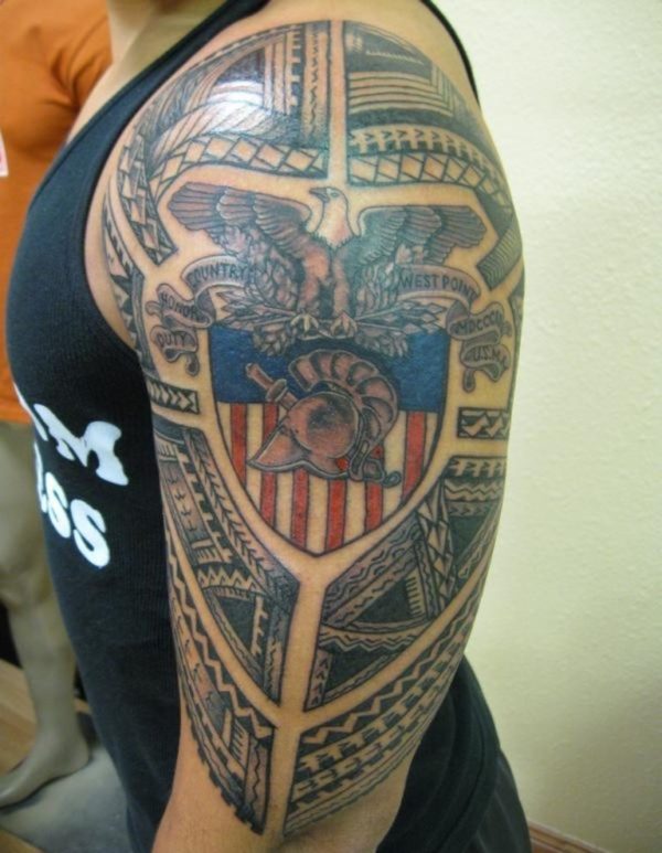 American Shoulder Half Sleeves Tattoo Design
