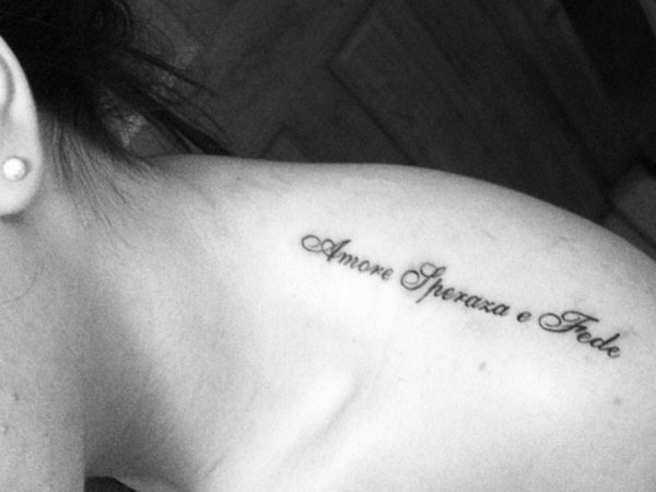 Amore Speraza A Fede Lettering Tattoo
