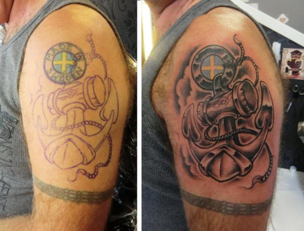 Anchor Cover Up Shoulder Tattoo Design