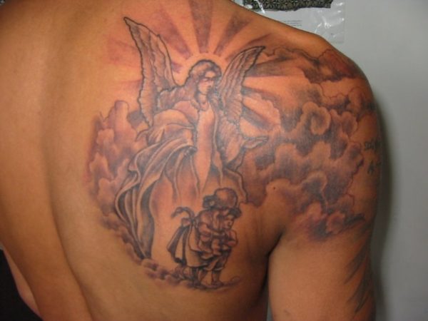 Angel God Shoulder Tattoo