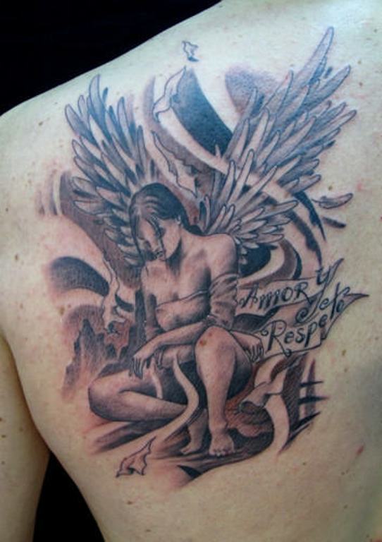 Angel Tattoo On Shoulder Back