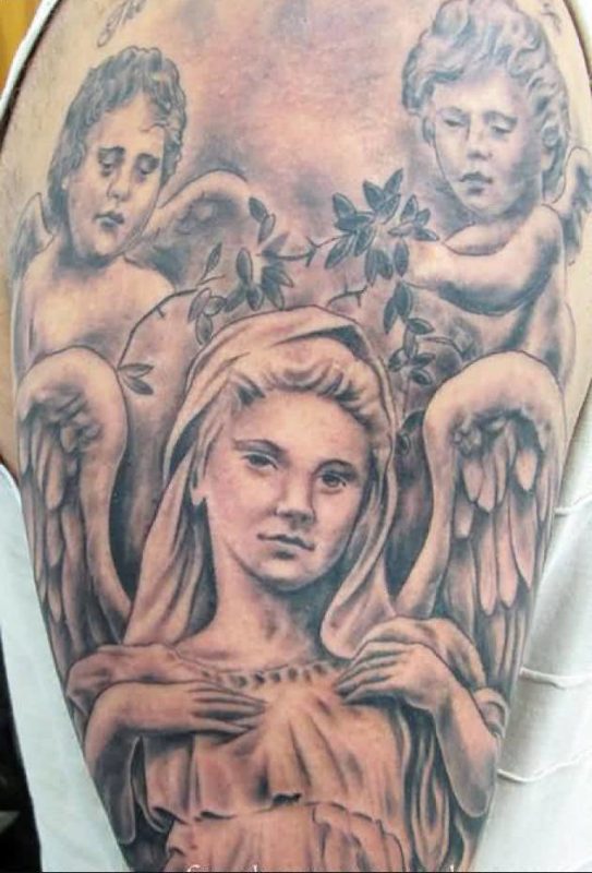 Angel With Children Tattoo