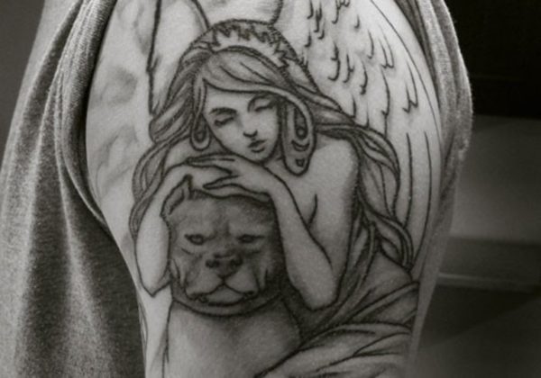 Angel With Dog Tattoo