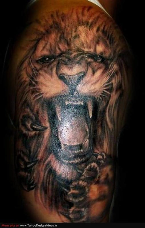 Angry Lion Tattoo Design