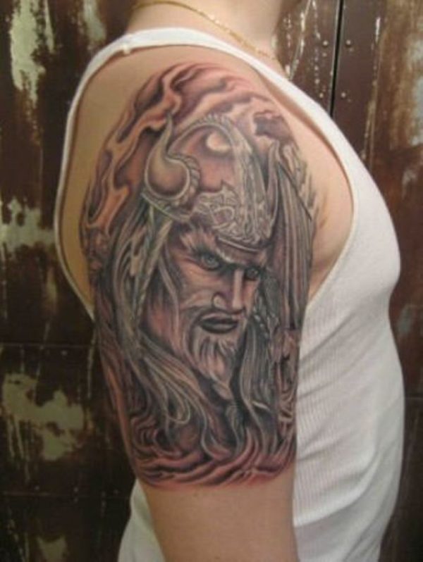 Angry Viking Tribal Shoulder Tattoo