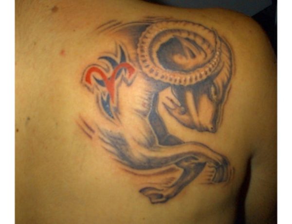 Aries Shoulder Back Tattoo