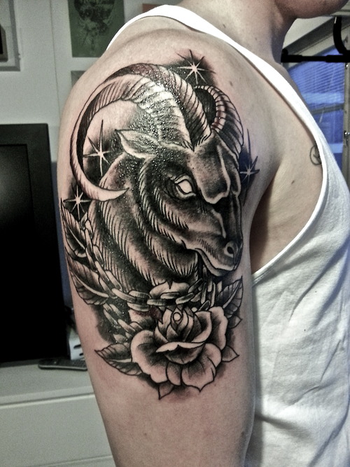 Aries Shoulder Design Tattoo