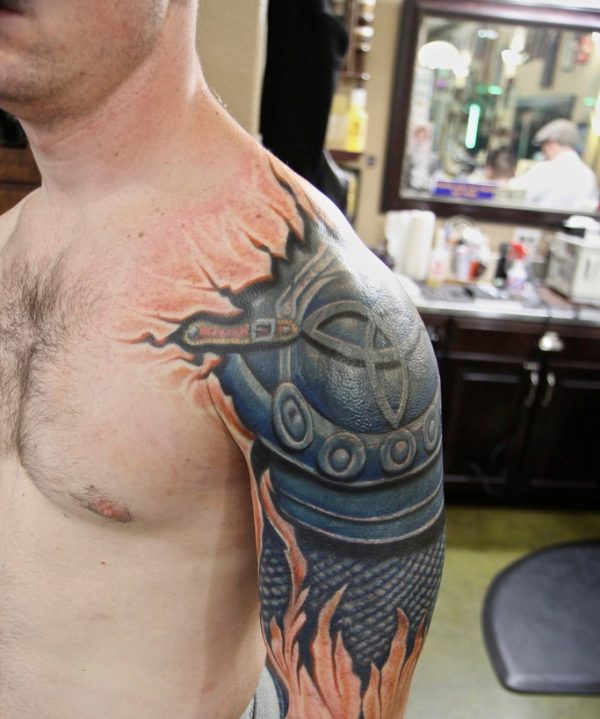 Armor Shoulder Cover Tattoo