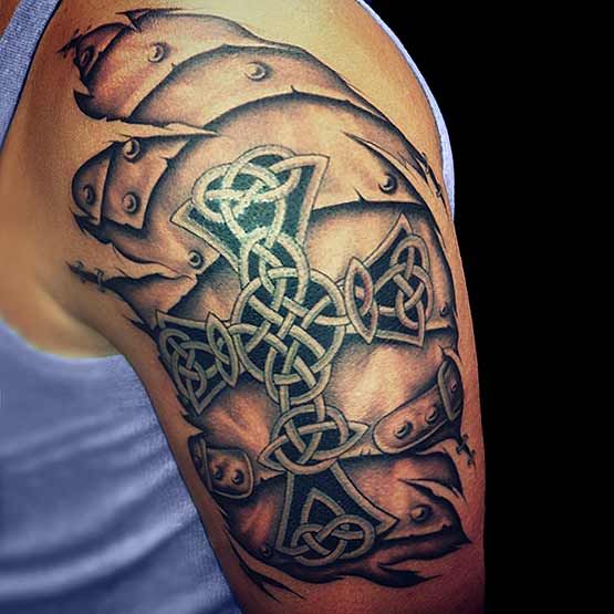 Armor Shoulder Tattoo Design