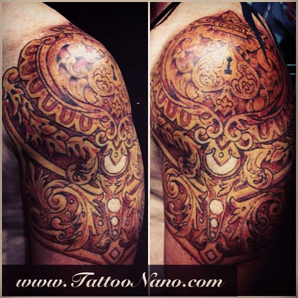 Armor Shoulder Tattoo Design