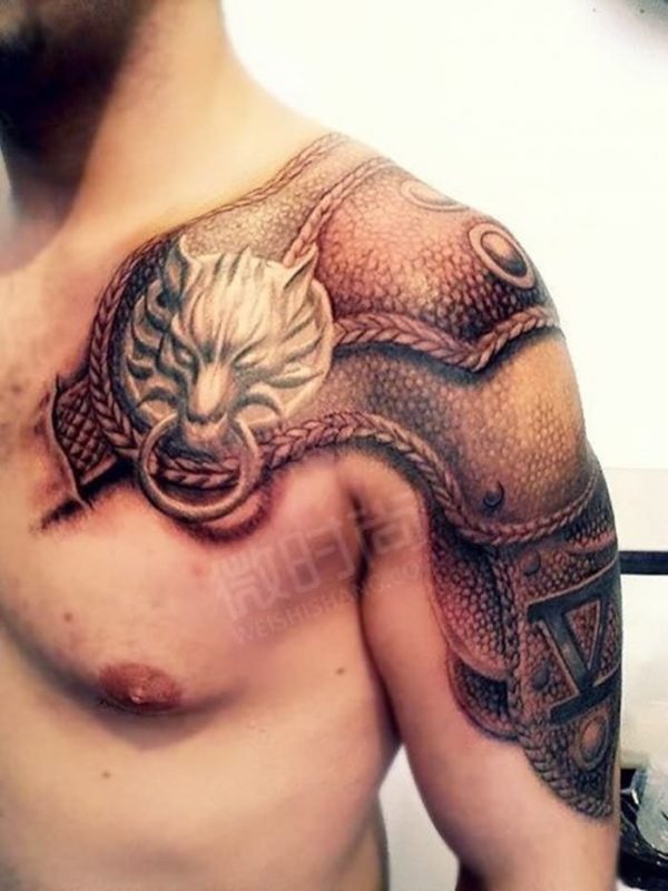 Armor Tattoo On Left Shoulder-st15008