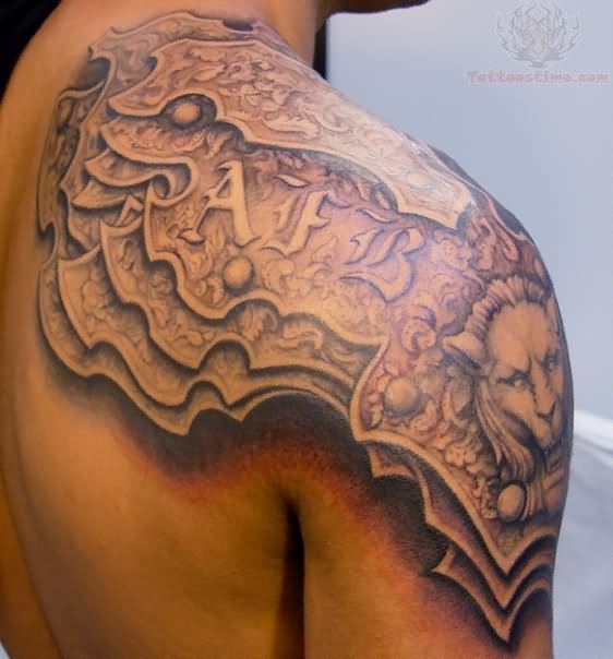 Armour On Right Shoulder Tattoo