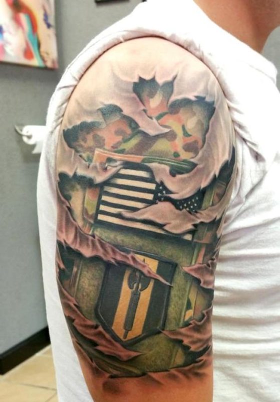 Army Skin Rip Tattoo