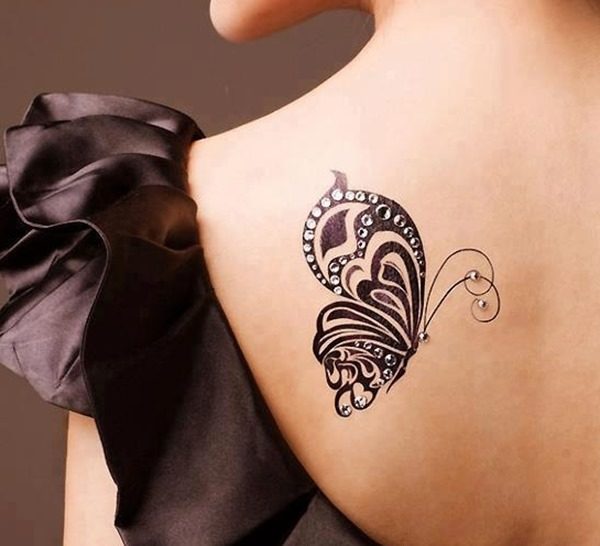 Attractive Black Butterfly Tattoo