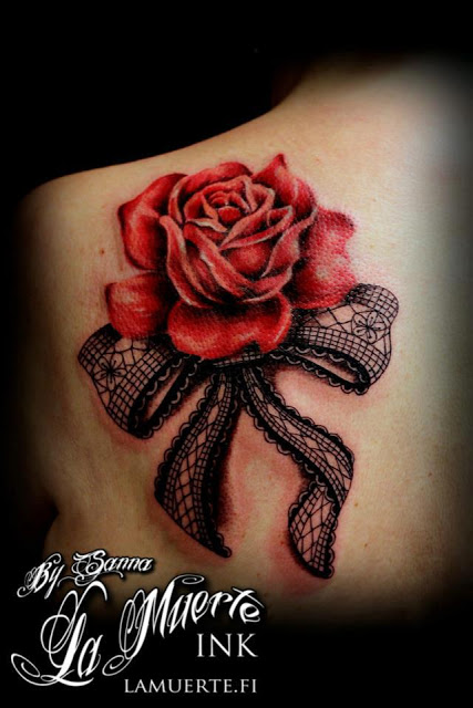 Attractive Bow Lace Tattoo Design