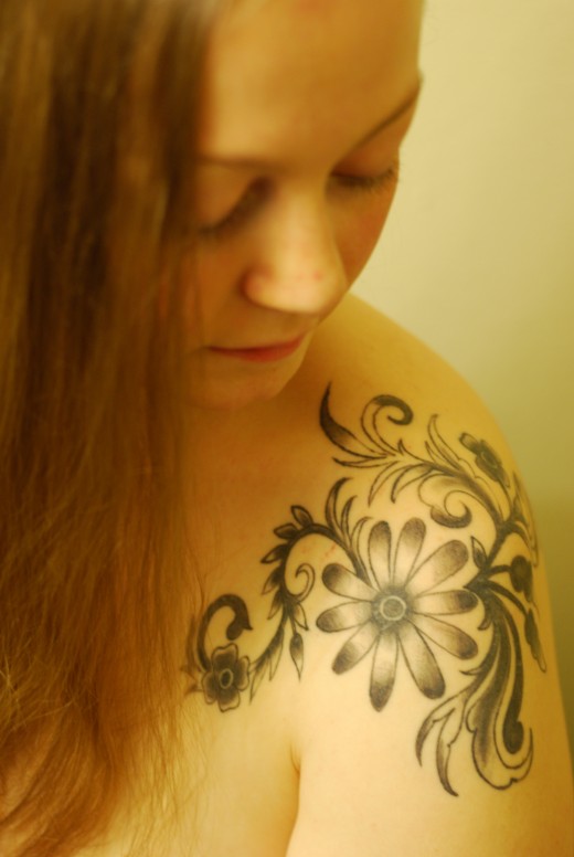 Attractive Flower Design Tattoo For Women